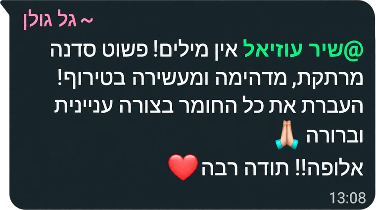 המלצה מבוגר/ת הקורס