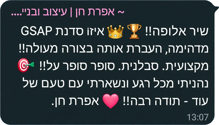המלצה מבוגר/ת הקורס