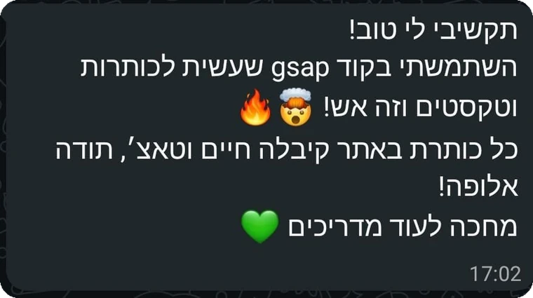 המלצה מבוגר/ת הקורס