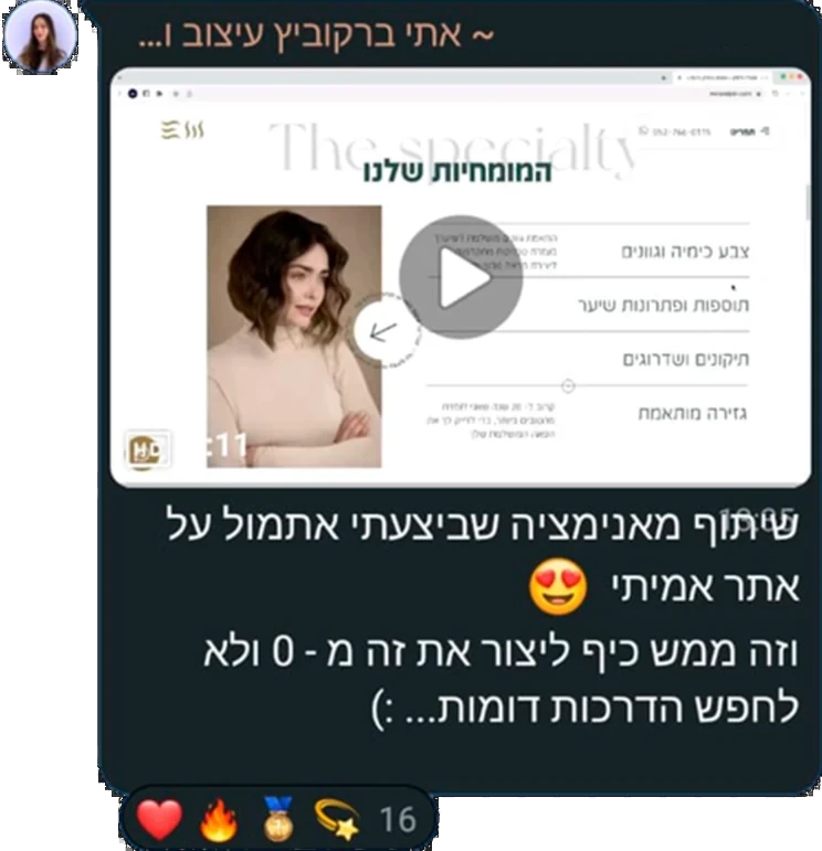 המלצה מבוגר/ת הקורס
