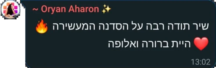 המלצה מבוגר/ת הקורס