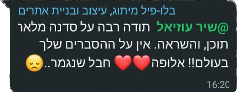 המלצה מבוגר/ת הקורס