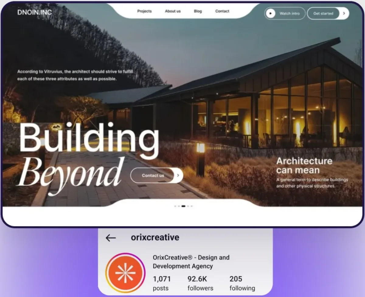 עיצוב מתוך החשבון orixcreative: אתר אדריכלות Building Beyond עם צילום לילה