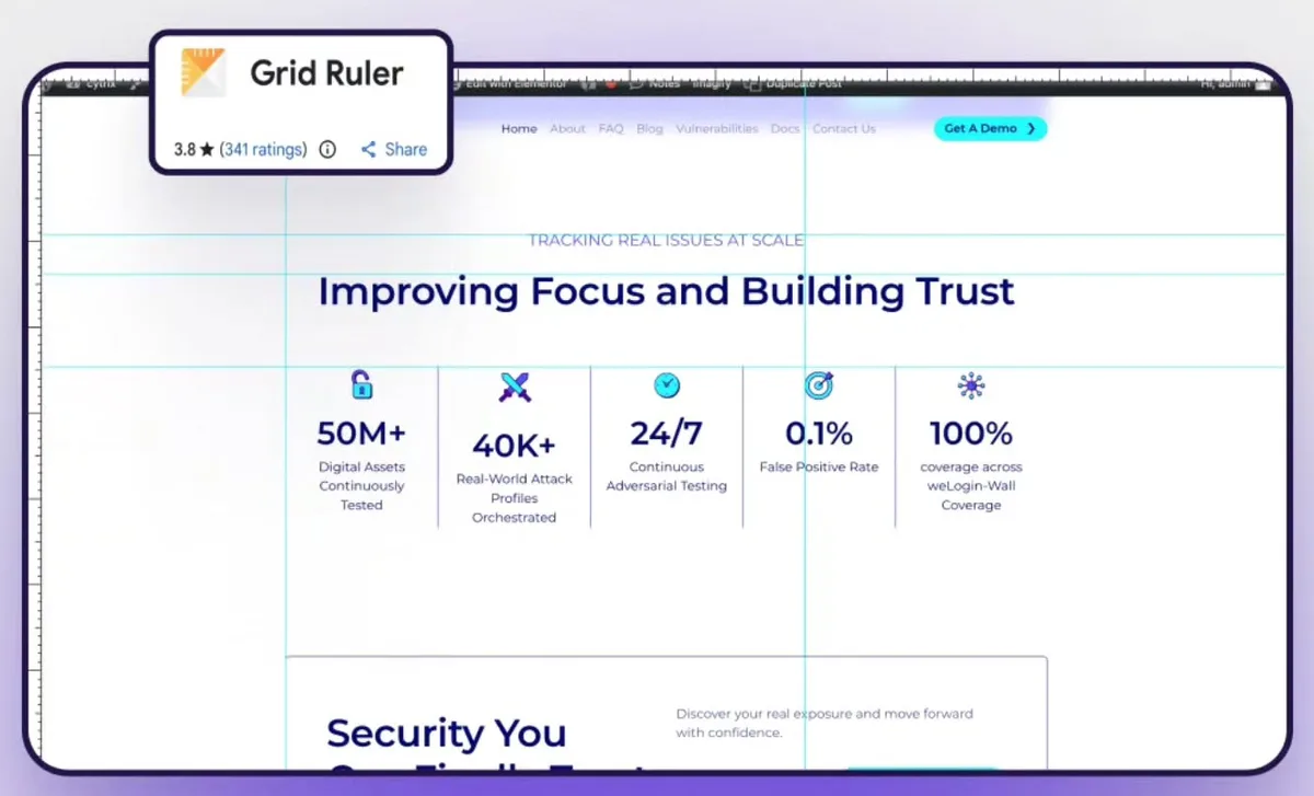 התוסף Grid Ruler מוסיף קווי יישור על האתר