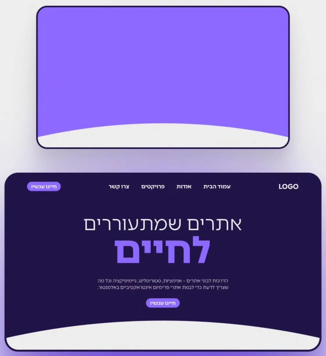 מבנה האליפסה ההפוכה: רקע שתחתיתו מתעגלת פנימה, ודוגמה למסך ראשי