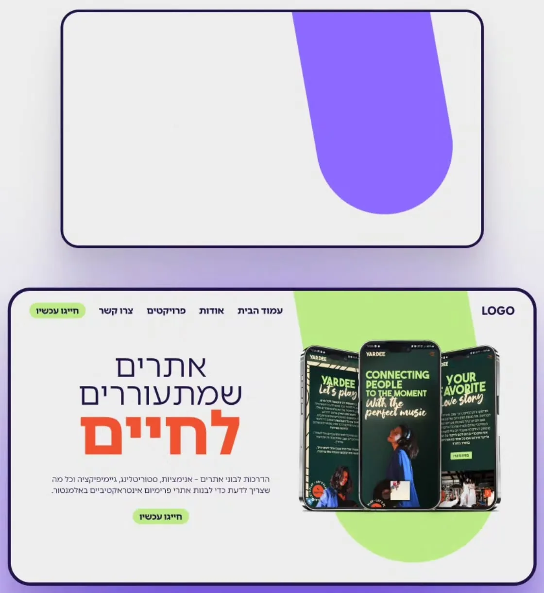 מבנה הקפסולה: צורת קפסולה שיורדת מראש המסך, ודוגמה עם מוקאפים