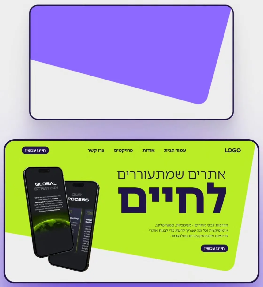 מבנה המעטפה: משטח צבע עם קצה עליון מלוכסן, ודוגמה עם מוקאפים של טלפונים